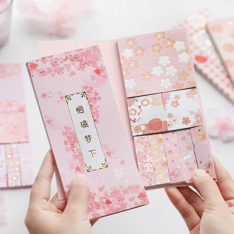 Bloc de Notas Floral Rosa Conjunto Lindo Papel Material Decorativo Papelería