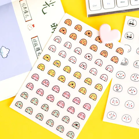 Cute Cartoon Expression Stickers Aesthetic Decorative Stationery Stickers For Journaling Scrapbooking Diary Planner