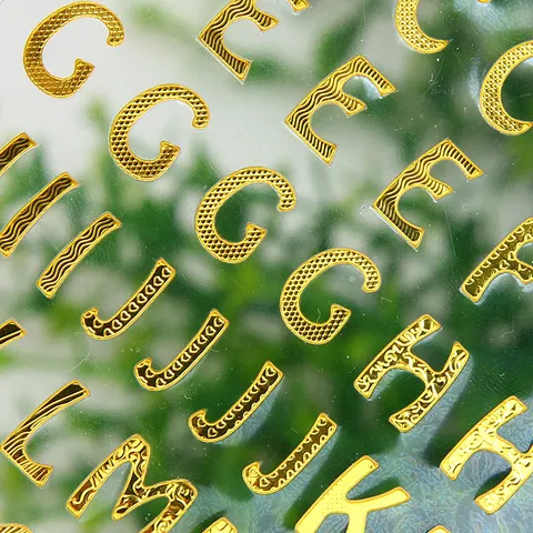 Gold Silver Foil Number Letter Stickers Laser Adhesive Decals For DIY Scrapbooking Album Journal Diary Office Craft Supplies
