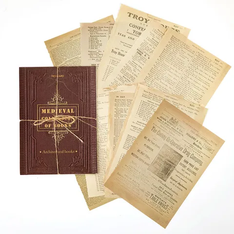 Μεσαιωνική Συλλογή Βιβλίων Vintage Χαρτί Υλικού Scrapbooking Ρετρό Γράμμα Διακοσμητικό Χαρτί Φόντου για DIY Journaling