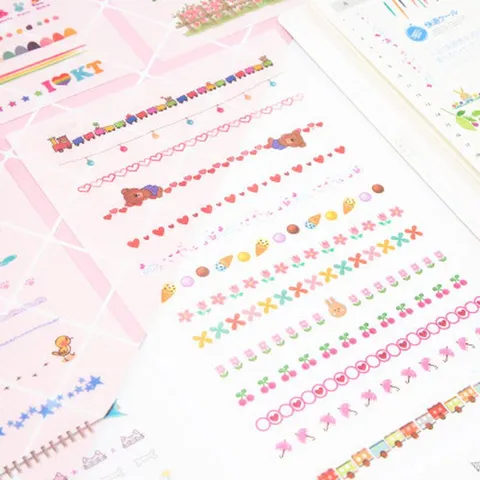 Pegatinas Clásicas Lindas de Papel Washi Líneas Divisoras Diario Estilo Japonés Retro Ilustración Pegatinas Decorativas Bricolaje