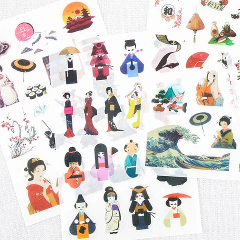 Pegatinas Clásicas Lindas de Papel Washi Líneas Divisoras Diario Estilo Japonés Retro Ilustración Pegatinas Decorativas Bricolaje