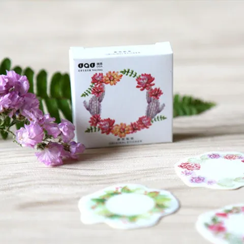 Pastoral Art Paper Wreath Floral Scrapbooking Stickers Boxed Irregular Craft Sticker For DIY Journal Diary Decoration