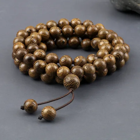 Neo-Chinesischer Stil Holz Gebetsperlen Mehrlagiges Armband Für Herren Damen Vintage Quaste Pullover Kette Schwarz Dunkelbraun Rosenkranz Schmuck Geschenk