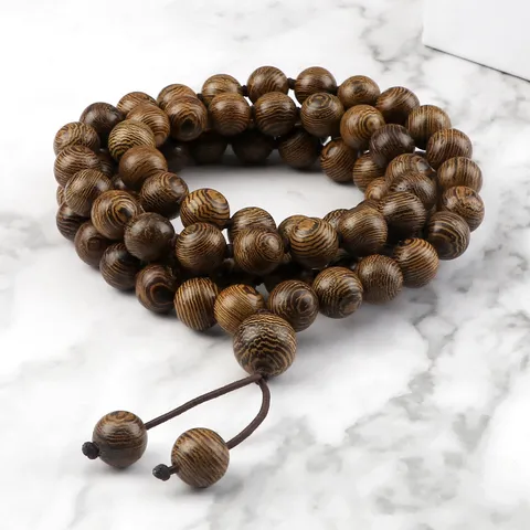 Neo-Chinesischer Stil Holz Gebetsperlen Mehrlagiges Armband Für Herren Damen Vintage Quaste Pullover Kette Schwarz Dunkelbraun Rosenkranz Schmuck Geschenk