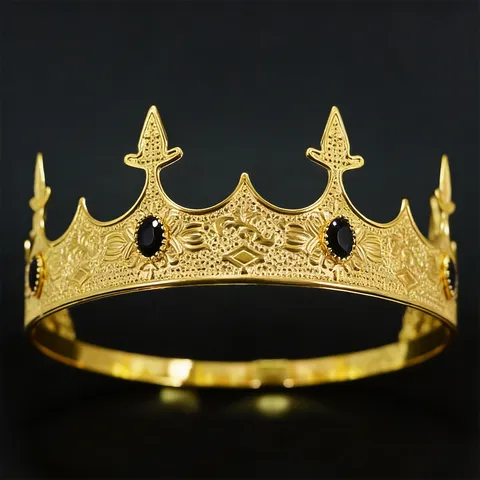Vintage Palace Style Men's Royal King Crown Headwear Metal Alloy Rhinestone Tiara For Wedding Birthday Party Prom Jewelry