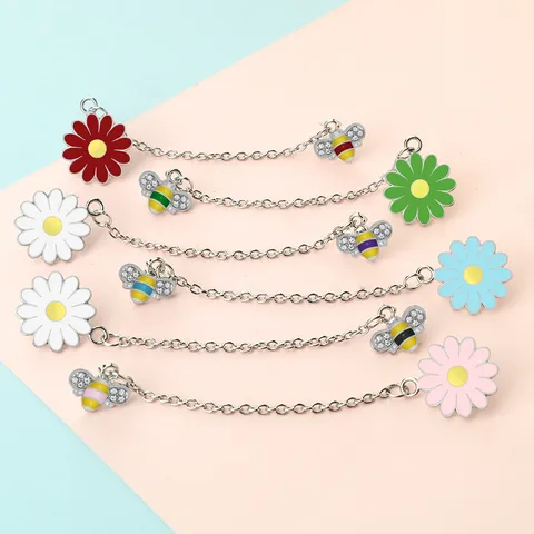 Set di Spille a Catena con Margherita e Ape Piccola in Lega e Strass Spilla alla Moda con Insetti e Fiori per Vestiti Cappello Distintivo Gioielli per Studenti