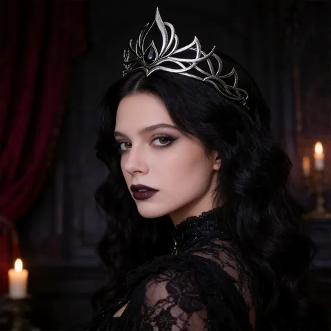 Diadema de Corona Barroca Gótica Retro Oscura para Mujer Tiara de Boda Vintage con Diamantes de Imitación Accesorios Halloween