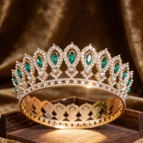 Baroque Luxurious Rhinestone Bridal Crown Full Round Tiara Wedding Headpiece For Women Banquet Party Hair Accessories Dress Jewelry