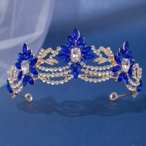 Eleganter Legierung Strass Hochzeit Krone Braut Tiara Floral Kopfschmuck Barock Haarbänder Für Frauen Geburtstag Party Geschenk Haarschmuck