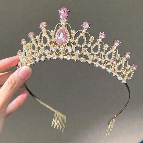 Bridal Crown Rhinestone Headband Alloy Crystal Tiara Hair Comb For Wedding Party Princess Style Hair Jewelry Accessories