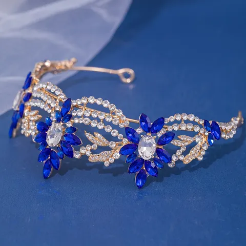 Eleganter Legierung Strass Hochzeit Krone Braut Tiara Floral Kopfschmuck Barock Haarbänder Für Frauen Geburtstag Party Geschenk Haarschmuck
