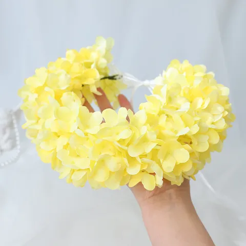 Forest Style Simulation Hydrangea Flower Wreath Headband Bridal Headpiece Wedding Hair Accessory Handmade Floral Garland