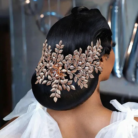Vintage Bridal Rhinestone Headband Retro Wedding Hair Accessory Alloy Leaf Flower Headpiece Prom Party Hair Jewelry