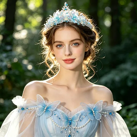 Ocean Style Princess Crown Tiara Alloy Rhinestone Shell Butterfly Headband Bridal Wedding Hair Accessories For Women Party Jewelry