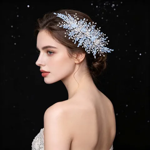 Handmade Bridal Hair Vine Sparkling Rhinestone Artificial Pearl Wedding Headpiece Elegant Western Luxury Prom Party Hair Accessories For Women