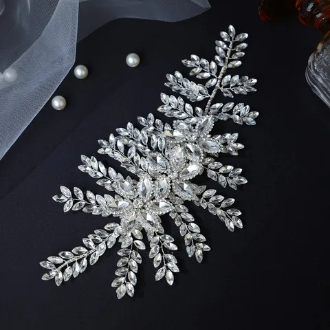 Luxurious Handmade Rhinestone Bridal Hairpiece Floral Leaf Vine Design Gold Silver Alloy Headpiece For Wedding Party Dress Women Jewelry