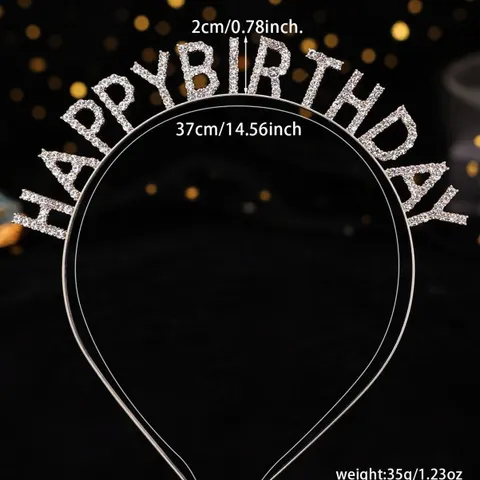 Rhinestone Happy Birthday Letter Headband Zinc Alloy Metal Birthday Party Hair Band Headwear Celebration Prom Decor Jewelry For Women