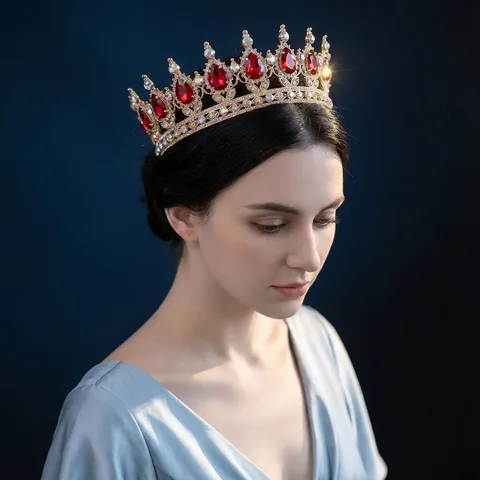 Barock Legierung Strass Brautkrone Tiaras Für Damen Luxus Runde Königin Hochzeit Tiara Geburtstag Party Abschlussball Kopfschmuck Haarschmuck