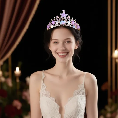 Handmade Starfish Seashell Flower Tiara Luxurious Alloy Rhinestone Crown For Wedding Birthday Party Princess Queen Headpiece Hair Accessories Jewelry