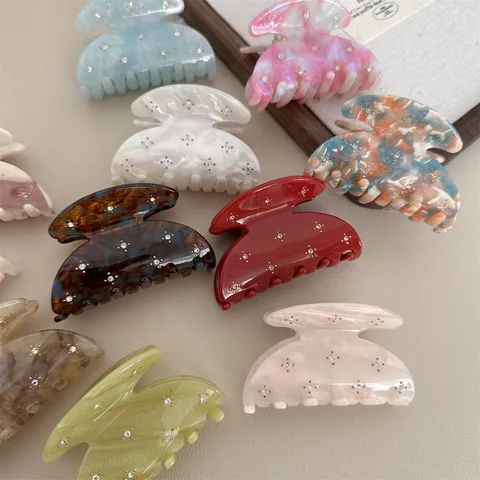 Candy Color Korean Acetate Hair Claw Clip Medium Half Circle Retro Simple Cute Colorful Hair Accessories For Women Styling