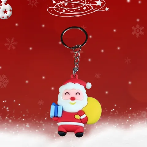 Dessin Animé Thème Noël Père Noël Bonhomme de Neige Élan Plastique Résine Porte-clés Pendentif Sac Festif Cadeau de Vacances Décoration Accessoires