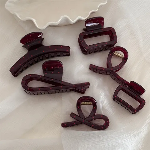 Japanese Cute Polka Dot Hair Claw Clip Women Sweet Nonslip Shark Claw Clip Daily Hair Styling Accessories