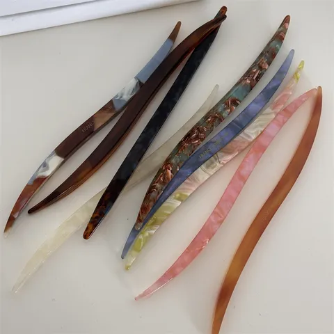 Handmade Cellulose Acetate Hair Stick Vintage Marble Pattern Hairpin Elegant Hair Styling Accessory For Women