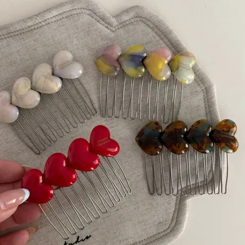 Sweet Heart Cellulose Acetate Side Hair Comb Handmade Candy Color Hair Clip Fashion Hair Accessories For Women