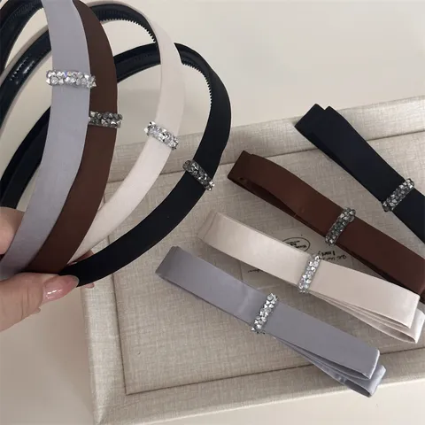 Elegant Satin Rhinestone Hairband Hair Clip Set Fashion Korean Style Headwear Accessories For Women Daily Party