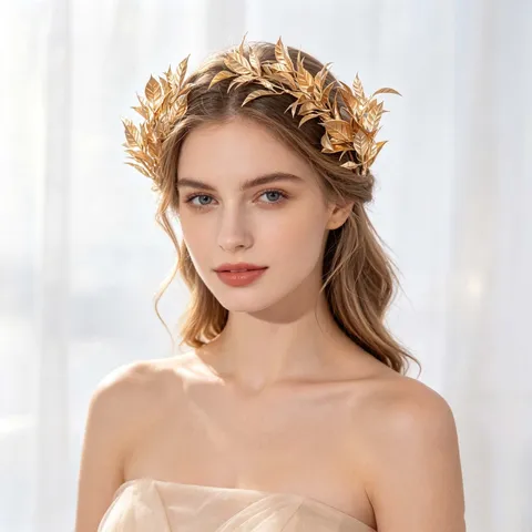 Bridal Gold Leaf Headband Handmade Simulated Floral Wreath Hair Band Romantic Wedding Party Women Jewelry Maple Leaf Hair Garland Accessories
