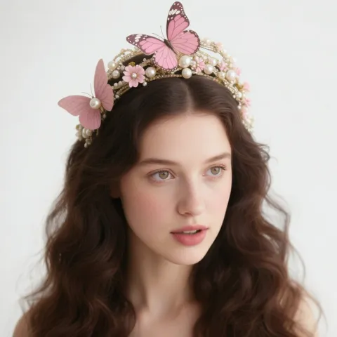 Handmade Bridal Flower Butterfly Hair Vine Romantic Artificial Pearl Rhinestone Headband Elegant Wedding Hair Accessories For Women