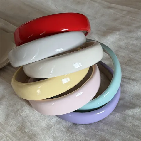 Korean Candy Color Patent Leather Headband Sweet Solid Color High Crown Hair Hoop Women Daily Hair Accessories