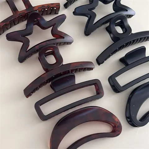Large Matte Hair Claw Clips Acetate Shark Hair Catch Geometric Star Moon Rectangle Hair Accessories For Women