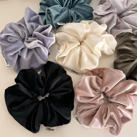 French Vintage Solid Color Velvet Scrunchies High Elastic Hair Ties Elegant Hair Accessories For Women Daily Ponytail Holder