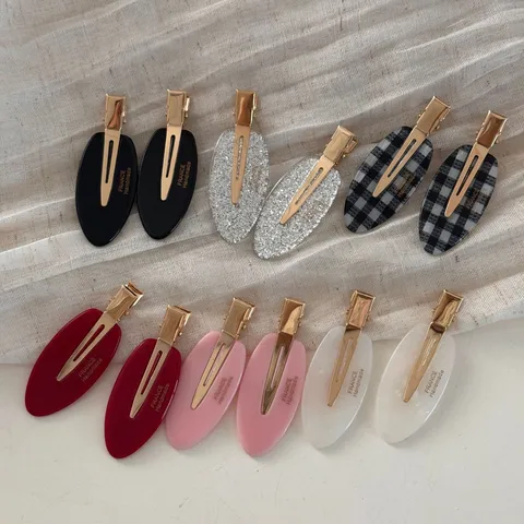 Minimalist Oval Resin Hair Clip Gold Metal Duckbill Barrettes Sweet Hair Styling Accessories for Women Girls Daily Hair Pins