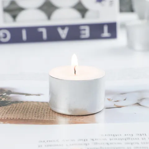 Velas de Té de Cera de Soja Sin Humo Carcasa de Aluminio Para Boda Fiesta de Cumpleaños Hotel Decoración