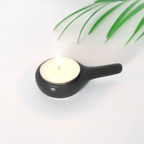 Ceramic Tea Light Candle Holder Minimalist Aroma Burner Essential Oil Diffuser Single Handle Design Home Decor