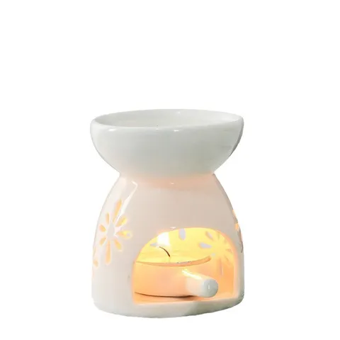 Minimalistischer Moderner Weißer Keramik Kerzen Öl Brenner Hohle Blume Aromatherapie Diffusor Heimdekoration Tisch Ornament