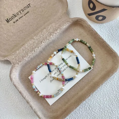 Braccialetto di Perle da Abaco Dolce E Fresco Nuovo Stile Cinese Per Donna Pietra Naturale Perla d'Acqua Dolce Bracciale Bijoux