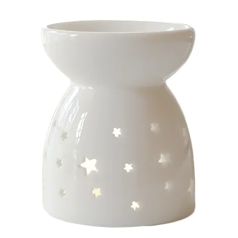 Quemador de Aromaterapia de Cerámica Diseño Estrella Calada Portavelas Aceite Esencial Moderno Minimalista Decoración