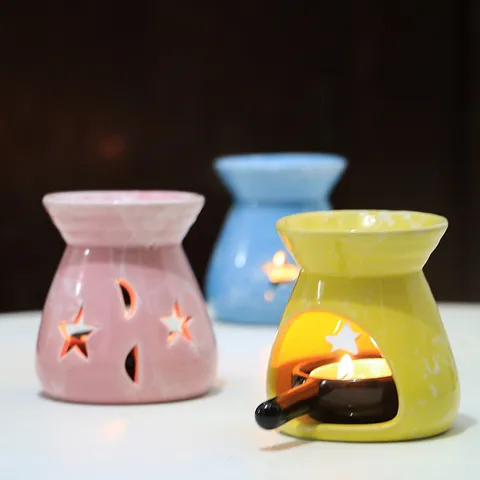 Ceramic Star and Moon Incense Burner Essential Oil Burner Hollow Candle Holder Aroma Diffuser Modern Minimalist Home Decor