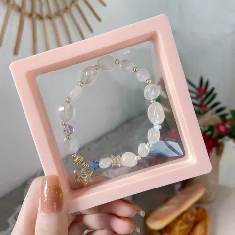 Universelle Schmuckverpackung Box Klarer Schwebefilm Display Fall Samt Kordelzug Aufbewahrungsbeutel Geschenkbox Für Ringe Ohrringe