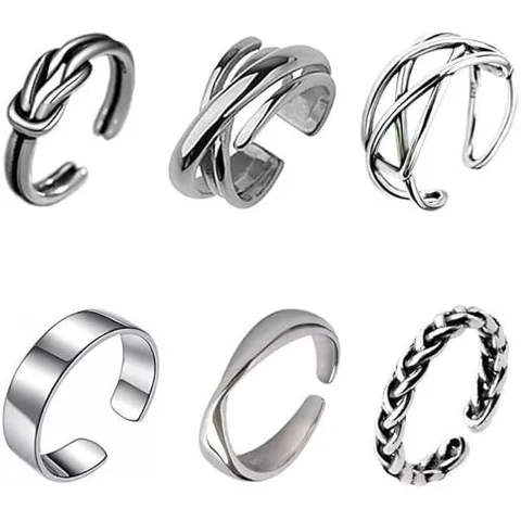 Retro Copper Open Ring For Men Hip Hop Style Adjustable Twisted Braid Geometric Finger Ring Thai Silver Look Jewelry