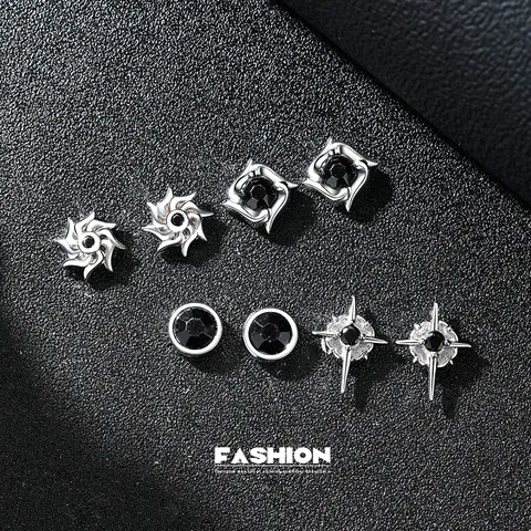 Herren Magnetischer Ohrclip Ohne Piercing Kupfer Strass Ohrklemme Geometrische Windmühle Stern Ohrringe Hip Hop Modeschmuck Einzelstück