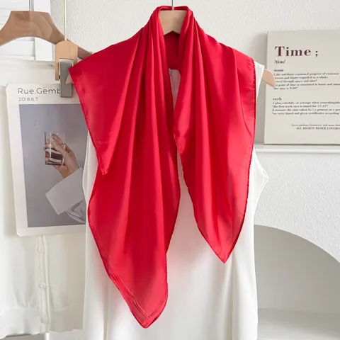 Mujeres Moda Satén Pañuelo Cuadrado Pequeño Color Sólido Elegante Pañuelo De Cuello Ligero Chic Pañuelo De Cabeza Para Uso Diario