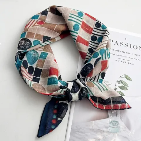 Pañuelo Cuadrado de Algodón Retro Paisley Estampado Geométrico Bandana Bufanda Casual Para Mujeres Hombres Accesorios de Moda