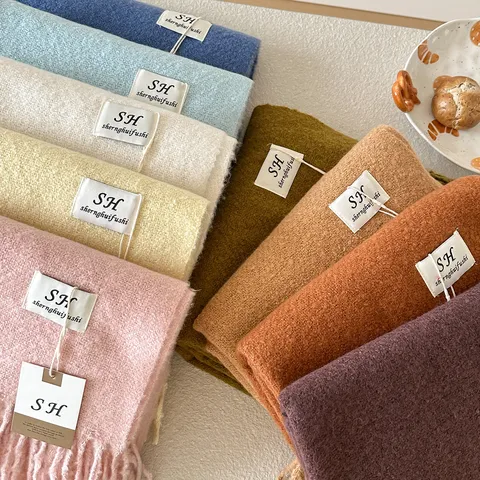 Unisex Winter Warme Effen Dubbelzijdige Kasjmiergevoel Sjaal Casual Zachte Lange Sjaal Sjaal Voor Dames En Heren