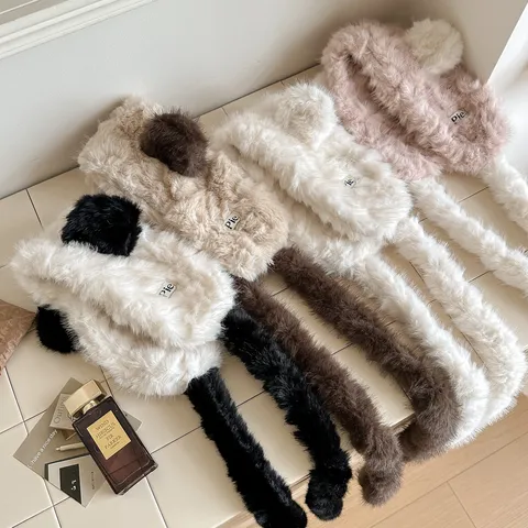 Niedliche Bären Plüsch Ohrenschützer Für Damen Winter Warm Winddicht Outdoor Ohrenwärmer Acryl Künstliche Wolle Mode Accessoires