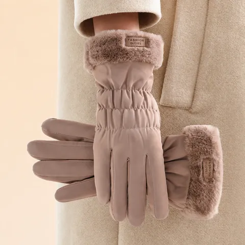 Women's Winter Warm Touchscreen Ski Gloves Thickened Plush Fleece Lined Windproof Cold Weather Outdoor Sports Gloves